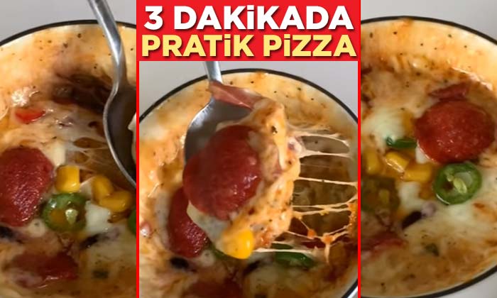 3 Dakikada Bardakta Pizza Tarifi