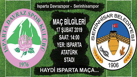 Haydi Isparta Maça, Davrazspor-Serinhisarspor Maçı Bu Pazar 14:00’de