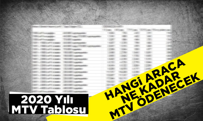 2020 Yılı MTV Zamları Belli Oldu; İşte 2020 Yılı MTV Tablosu
