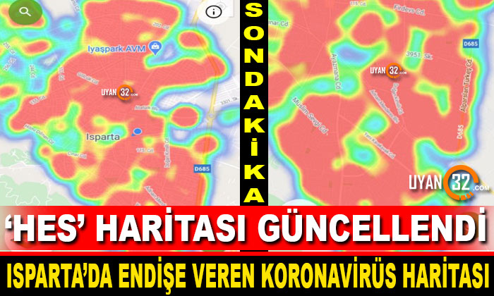 Isparta’da Endişe Veren Koronavirüs Haritası! Isparta Adeta Kıpkırmızı Oldu